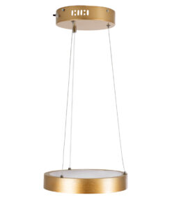 GLOBOSTAR® NEMESIS 61154 Μοντέρνο Κρεμαστό Φωτιστικό Οροφής LED 20W 2356lm 360° AC 220-240V IP20 Ρυθμιζόμενο Λευκό CCT με Χειριστήριο από 2700K έως 6000K Dimmable - Lumileds SMD Chip - Χρυσό Βούρτσας - Μ25 x Π25 x Υ4cm - 3 Χρόνια Εγγύηση 16 61154 4