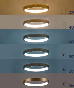 GLOBOSTAR® NEMESIS 61160 Μοντέρνο Κρεμαστό Φωτιστικό Οροφής LED 45W 5230lm 360° AC 220-240V IP20 Ρυθμιζόμενο Λευκό CCT με Χειριστήριο από 2700K έως 6000K Dimmable - Lumileds SMD Chip - Χρυσό Βούρτσας - Μ60 x Π60 x Υ4cm - 3 Χρόνια Εγγύηση 22 61160 10