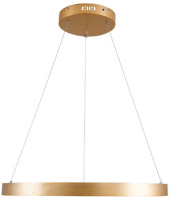 GLOBOSTAR® NEMESIS 61160 Μοντέρνο Κρεμαστό Φωτιστικό Οροφής LED 45W 5230lm 360° AC 220-240V IP20 Ρυθμιζόμενο Λευκό CCT με Χειριστήριο από 2700K έως 6000K Dimmable - Lumileds SMD Chip - Χρυσό Βούρτσας - Μ60 x Π60 x Υ4cm - 3 Χρόνια Εγγύηση 15 61160 3