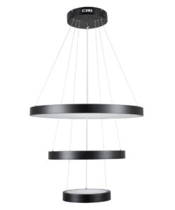 GLOBOSTAR® NEMESIS TRIO 61167 Μοντέρνο Κρεμαστό Φωτιστικό Οροφής LED 100W 12123lm 360° AC 220-240V IP20 Ρυθμιζόμενο Λευκό CCT με Χειριστήριο από 2700K έως 6000K Dimmable - Lumileds SMD Chip - Μαύρο Ματ - Μ60 x Π60 x Υ60cm - 3 Χρόνια Εγγύηση 18 61167 3