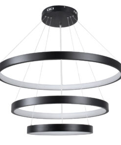 Alternative view of GLOBOSTAR® NEMESIS TRIO 61170 Μοντέρνο Κρεμαστό Φωτιστικό Οροφής LED 120W 14723lm 360° AC 220-240V IP20 Ρυθμιζόμενο Λευκό CCT με Χειριστήριο από 2700K έως 6000K Dimmable - Lumileds SMD Chip - Μαύρο Ματ - Μ80 x Π80 x Υ60cm - 3 Χρόνια Εγγύηση