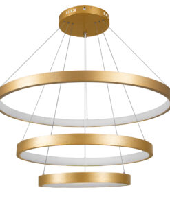 Alternative view of GLOBOSTAR® NEMESIS TRIO 61172 Μοντέρνο Κρεμαστό Φωτιστικό Οροφής LED 120W 14723lm 360° AC 220-240V IP20 Ρυθμιζόμενο Λευκό CCT με Χειριστήριο από 2700K έως 6000K Dimmable - Lumileds SMD Chip - Χρυσό Βούρτσας - Μ80 x Π80 x Υ60cm - 3 Χρόνια Εγγύηση