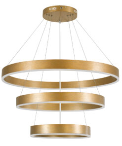 Alternative view of GLOBOSTAR® VENOM TRIO 61190 Μοντέρνο Κρεμαστό Φωτιστικό Οροφής LED 120W 14158lm 120° AC 220-240V IP20 Ρυθμιζόμενο Λευκό CCT με Χειριστήριο από 2700K έως 6000K Dimmable - Lumileds SMD Chip - Χρυσό Βούρτσας - Μ80 x Π80 x Υ60cm - 3 Χρόνια Εγγύηση