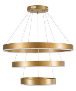 GLOBOSTAR® VENOM TRIO 61190 Μοντέρνο Κρεμαστό Φωτιστικό Οροφής LED 120W 14158lm 120° AC 220-240V IP20 Ρυθμιζόμενο Λευκό CCT με Χειριστήριο από 2700K έως 6000K Dimmable - Lumileds SMD Chip - Χρυσό Βούρτσας - Μ80 x Π80 x Υ60cm - 3 Χρόνια Εγγύηση 17 61190 3