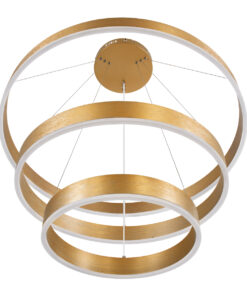 GLOBOSTAR® VENOM TRIO 61190 Μοντέρνο Κρεμαστό Φωτιστικό Οροφής LED 120W 14158lm 120° AC 220-240V IP20 Ρυθμιζόμενο Λευκό CCT με Χειριστήριο από 2700K έως 6000K Dimmable - Lumileds SMD Chip - Χρυσό Βούρτσας - Μ80 x Π80 x Υ60cm - 3 Χρόνια Εγγύηση 18 61190 4