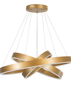 GLOBOSTAR® VENOM TRIO 61190 Μοντέρνο Κρεμαστό Φωτιστικό Οροφής LED 120W 14158lm 120° AC 220-240V IP20 Ρυθμιζόμενο Λευκό CCT με Χειριστήριο από 2700K έως 6000K Dimmable - Lumileds SMD Chip - Χρυσό Βούρτσας - Μ80 x Π80 x Υ60cm - 3 Χρόνια Εγγύηση 19 61190 5