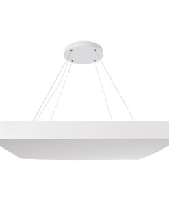 GLOBOSTAR® KAMALA 61211-P Μοντέρνο Κρεμαστό Φωτιστικό Οροφής LED 100W 11020lm 120° AC 220-240V IP20 Ρυθμιζόμενο Λευκό CCT με Χειριστήριο από 2700K έως 6000K Dimmable - Lumileds SMD Chip - Λευκό - Μ80 x Π80 x Υ8cm - 3 Χρόνια Εγγύηση 24 61211 4