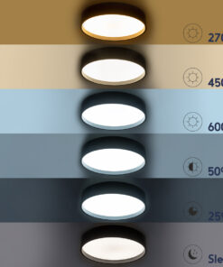 GloboStar® NARNIA 61257 Πλαφονιέρα Οροφής LED CCT 75W 8625lm 120° AC 220-240V - Εναλλαγή Φωτισμού μέσω Τηλεχειριστηρίου All In One Ψυχρό 6000k+Φυσικό 4500k+Θερμό 2700k Dimmable Φ45 x Υ8cm - Μαύρο - 3 Years Warranty 22 61257 10