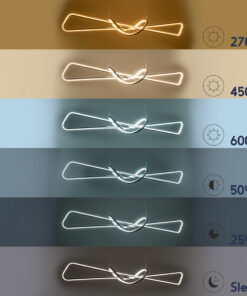 GLOBOSTAR® DOLORES 61282 Μοντέρνο Κρεμαστό Φωτιστικό Οροφής LED 105W 11760lm 300° AC 220-240V IP20 Ρυθμιζόμενο Λευκό CCT με Χειριστήριο από 2700K έως 6000K Dimmable - Lumileds SMD Chip - Χρυσό Βούρτσας - Μ110 x Π17 x Υ17.5cm - 3 Χρόνια Εγγύηση 19 61282 8