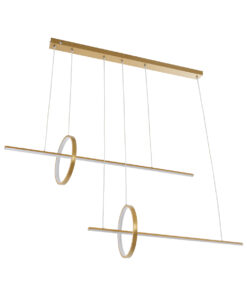 GLOBOSTAR® LINEARE 61291 Μοντέρνο Κρεμαστό Φωτιστικό Οροφής LED 67W 7504lm 300° AC 220-240V IP20 Ρυθμιζόμενο Λευκό CCT με Χειριστήριο από 2700K έως 6000K Dimmable - Lumileds SMD Chip - Χρυσό Βούρτσας - Μ130 x Π25 x Υ60cm - 3 Χρόνια Εγγύηση 17 61291 4