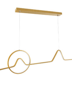 GLOBOSTAR® WINDY 61293 Μοντέρνο Κρεμαστό Φωτιστικό Οροφής LED 67W 7504lm 300° AC 220-240V IP20 Ρυθμιζόμενο Λευκό CCT με Χειριστήριο από 2700K έως 6000K Dimmable - Lumileds SMD Chip - Χρυσό Βούρτσας - Μ120 x Π4 x Υ30cm - 3 Χρόνια Εγγύηση 16 61293 5