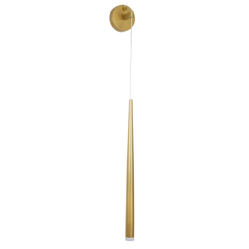 GloboStar® GloboStar® TEARS 61316 Φωτιστικό Τοίχου - Απλίκα Design LED CCT 3W 330lm 180° AC 220-240V - Εναλλαγή Φωτισμού μέσω Διακόπτη On/Off All In One Ψυχρό 6000k+Φυσικό 4500k+Θερμό 2700k Φ3.2 x Υ51.5cm - Χρυσό Βούρτσας - 3 Years Warranty