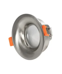 GloboStar® GLOBOSTAR® LAMDA 61317 Χωνευτή Στρόγγυλη Βάση Σποτ Οροφής/Μπάνιου για Λάμπα MR16/GU10 Αδιάβροχο IP65 - Νίκελ Βούρτσας Αλουμίνιο & Λευκό Γυαλί - Φ8.5 x Υ3.5cm / Q7.5cm