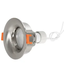 GLOBOSTAR® LAMDA 61317 Χωνευτή Στρόγγυλη Βάση Σποτ Οροφής/Μπάνιου για Λάμπα MR16/GU10 Αδιάβροχο IP65 - Νίκελ Βούρτσας Αλουμίνιο & Λευκό Γυαλί - Φ8.5 x Υ3.5cm / Q7.5cm 12 61317 6