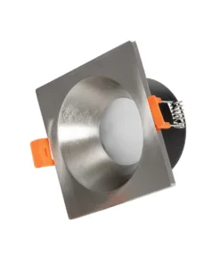 GloboStar® GLOBOSTAR® EPSILON 61318 Χωνευτή Τετράγωνη Βάση Σποτ Οροφής/Μπάνιου για Λάμπα MR16/GU10 Αδιάβροχο IP65 - Νίκελ Βούρτσας Αλουμίνιο & Λευκό Γυαλί - Φ8.5 x Υ4.4cm / Q7.5 x 7.5cm