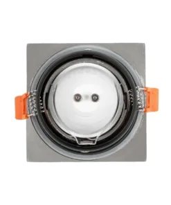 GLOBOSTAR® EPSILON 61318 Χωνευτή Τετράγωνη Βάση Σποτ Οροφής/Μπάνιου για Λάμπα MR16/GU10 Αδιάβροχο IP65 - Νίκελ Βούρτσας Αλουμίνιο & Λευκό Γυαλί - Φ8.5 x Υ4.4cm / Q7.5 x 7.5cm 11 61318 5