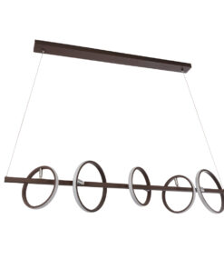 GLOBOSTAR® CIRCOLARE 61321 Μοντέρνο Κρεμαστό Φωτιστικό Οροφής LED 75W 8400lm 360° AC 220-240V IP20 Ρυθμιζόμενο Λευκό CCT με Χειριστήριο από 2700K έως 6000K Dimmable - Lumileds SMD Chip - Καφέ - Μ120 x Π25 x Υ25cm - 3 Χρόνια Εγγύηση 17 61321 4