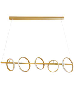 GLOBOSTAR® CIRCOLARE 61322 Μοντέρνο Κρεμαστό Φωτιστικό Οροφής LED 75W 8400lm 360° AC 220-240V IP20 Ρυθμιζόμενο Λευκό CCT με Χειριστήριο από 2700K έως 6000K Dimmable - Lumileds SMD Chip - Χρυσό - Μ120 x Π25 x Υ25cm - 3 Χρόνια Εγγύηση 17 61322 3