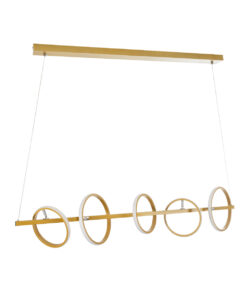 GLOBOSTAR® CIRCOLARE 61322 Μοντέρνο Κρεμαστό Φωτιστικό Οροφής LED 75W 8400lm 360° AC 220-240V IP20 Ρυθμιζόμενο Λευκό CCT με Χειριστήριο από 2700K έως 6000K Dimmable - Lumileds SMD Chip - Χρυσό - Μ120 x Π25 x Υ25cm - 3 Χρόνια Εγγύηση 19 61322 5