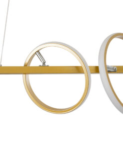 GLOBOSTAR® CIRCOLARE 61322 Μοντέρνο Κρεμαστό Φωτιστικό Οροφής LED 75W 8400lm 360° AC 220-240V IP20 Ρυθμιζόμενο Λευκό CCT με Χειριστήριο από 2700K έως 6000K Dimmable - Lumileds SMD Chip - Χρυσό - Μ120 x Π25 x Υ25cm - 3 Χρόνια Εγγύηση 22 61322 8