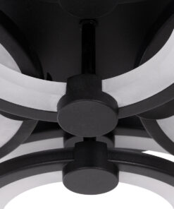 GloboStar® ROYAL-R 61323 Φωτιστικό Οροφής Design LED CCT 135W 16200lm 360° AC 220-240V - Εναλλαγή Φωτισμού μέσω Τηλεχειριστηρίου All In One Ψυχρό 6000k+Φυσικό 4500k+Θερμό 2700k Dimmable Μ80.5 x Π59 x Υ12cm - Μαύρο - 3 Years Warranty 16 61323 6