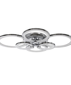 GloboStar® ROYAL-R 61324 Φωτιστικό Οροφής Design LED CCT 135W 16200lm 360° AC 220-240V - Εναλλαγή Φωτισμού μέσω Τηλεχειριστηρίου All In One Ψυχρό 6000k+Φυσικό 4500k+Θερμό 2700k Dimmable - Μ80.5 x Π59 x Υ12cm - Ασημί Νίκελ - 3 Years Warranty 14 61324 3