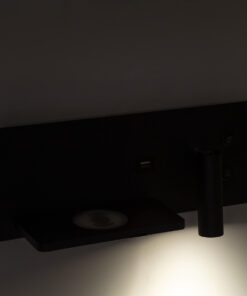 GloboStar® PALADIN 61351 Μοντέρνο Φωτιστικό Τοίχου - Απλίκα Ξενοδοχείου Bed Side LED 6W 720lm 36° AC 220-240V - Reading Light & Κρυφός Φωτισμός - Φορτιστές USB 3A & Wireless 20W - Μ30 x Π11 x Υ12cm - Φυσικό Λευκό 4500K - Μαύρο - Αριστερό 28 61351 13
