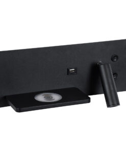 Alternative view of GloboStar® PALADIN 61351 Μοντέρνο Φωτιστικό Τοίχου - Απλίκα Ξενοδοχείου Bed Side LED 6W 720lm 36° AC 220-240V - Reading Light & Κρυφός Φωτισμός - Φορτιστές USB 3A & Wireless 20W - Μ30 x Π11 x Υ12cm - Φυσικό Λευκό 4500K - Μαύρο - Αριστερό