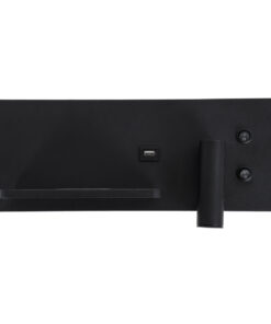 GloboStar® PALADIN 61351 Μοντέρνο Φωτιστικό Τοίχου - Απλίκα Ξενοδοχείου Bed Side LED 6W 720lm 36° AC 220-240V - Reading Light & Κρυφός Φωτισμός - Φορτιστές USB 3A & Wireless 20W - Μ30 x Π11 x Υ12cm - Φυσικό Λευκό 4500K - Μαύρο - Αριστερό 18 61351 3