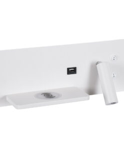 Alternative view of GloboStar® PALADIN 61353 Μοντέρνο Φωτιστικό Τοίχου - Απλίκα Ξενοδοχείου Bed Side LED 6W 720lm 36° AC 220-240V - Reading Light & Κρυφός Φωτισμός - Φορτιστές USB 3A & Wireless 20W - Μ30 x Π11 x Υ12cm - Φυσικό Λευκό 4500K - Λευκό - Αριστερό