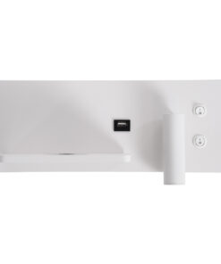 GloboStar® PALADIN 61353 Μοντέρνο Φωτιστικό Τοίχου - Απλίκα Ξενοδοχείου Bed Side LED 6W 720lm 36° AC 220-240V - Reading Light & Κρυφός Φωτισμός - Φορτιστές USB 3A & Wireless 20W - Μ30 x Π11 x Υ12cm - Φυσικό Λευκό 4500K - Λευκό - Αριστερό 18 61353 3