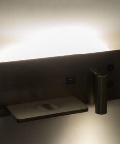 GloboStar® PALADIN 61355 Μοντέρνο Φωτιστικό Τοίχου - Απλίκα Ξενοδοχείου Bed Side LED 6W 720lm 36° AC 220-240V - Reading Light & Κρυφός Φωτισμός - Φορτιστές USB 3A & Wireless 20W - Μ30 x Π11 x Υ12cm - Φυσικό Λευκό 4500K - Νίκελ Βούρτσας - Αριστερό 26 61355 11