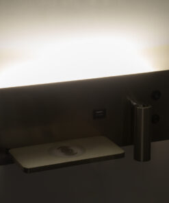 GloboStar® PALADIN 61355 Μοντέρνο Φωτιστικό Τοίχου - Απλίκα Ξενοδοχείου Bed Side LED 6W 720lm 36° AC 220-240V - Reading Light & Κρυφός Φωτισμός - Φορτιστές USB 3A & Wireless 20W - Μ30 x Π11 x Υ12cm - Φυσικό Λευκό 4500K - Νίκελ Βούρτσας - Αριστερό 27 61355 12