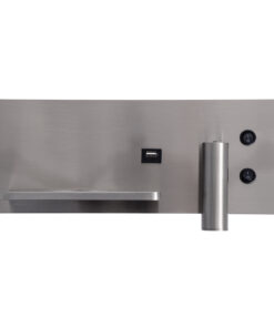 GloboStar® PALADIN 61355 Μοντέρνο Φωτιστικό Τοίχου - Απλίκα Ξενοδοχείου Bed Side LED 6W 720lm 36° AC 220-240V - Reading Light & Κρυφός Φωτισμός - Φορτιστές USB 3A & Wireless 20W - Μ30 x Π11 x Υ12cm - Φυσικό Λευκό 4500K - Νίκελ Βούρτσας - Αριστερό 18 61355 3