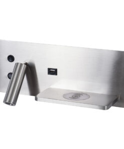 Alternative view of GloboStar® PALADIN 61356 Μοντέρνο Φωτιστικό Τοίχου - Απλίκα Ξενοδοχείου Bed Side LED 6W 720lm 36° AC 220-240V - Reading Light & Κρυφός Φωτισμός - Φορτιστές USB 3A & Wireless 20W - Μ30 x Π11 x Υ12cm - Φυσικό Λευκό 4500K - Νίκελ Βούρτσας - Δεξί