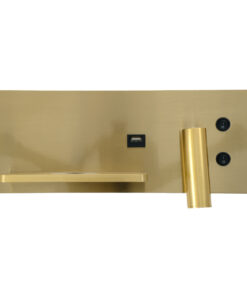 GloboStar® PALADIN 61357 Μοντέρνο Φωτιστικό Τοίχου - Απλίκα Ξενοδοχείου Bed Side LED 6W 720lm 36° AC 220-240V - Reading Light & Κρυφός Φωτισμός - Φορτιστές USB 3A & Wireless 20W - Μ30 x Π11 x Υ12cm - Φυσικό Λευκό 4500K - Χρυσό Βούρτσας - Αριστερό 16 61357 3
