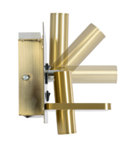 GloboStar® PALADIN 61357 Μοντέρνο Φωτιστικό Τοίχου - Απλίκα Ξενοδοχείου Bed Side LED 6W 720lm 36° AC 220-240V - Reading Light & Κρυφός Φωτισμός - Φορτιστές USB 3A & Wireless 20W - Μ30 x Π11 x Υ12cm - Φυσικό Λευκό 4500K - Χρυσό Βούρτσας - Αριστερό 17 61357 4