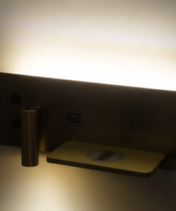 GloboStar® PALADIN 61358 Μοντέρνο Φωτιστικό Τοίχου - Απλίκα Ξενοδοχείου Bed Side LED 6W 720lm 36° AC 220-240V - Reading Light & Κρυφός Φωτισμός - Φορτιστές USB 3A & Wireless 20W - Μ30 x Π11 x Υ12cm - Φυσικό Λευκό 4500K - Χρυσό Βούρτσας - Δεξί 27 61358 11