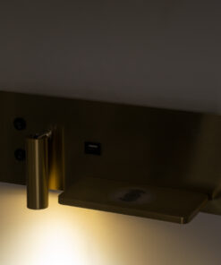 GloboStar® PALADIN 61358 Μοντέρνο Φωτιστικό Τοίχου - Απλίκα Ξενοδοχείου Bed Side LED 6W 720lm 36° AC 220-240V - Reading Light & Κρυφός Φωτισμός - Φορτιστές USB 3A & Wireless 20W - Μ30 x Π11 x Υ12cm - Φυσικό Λευκό 4500K - Χρυσό Βούρτσας - Δεξί 29 61358 13