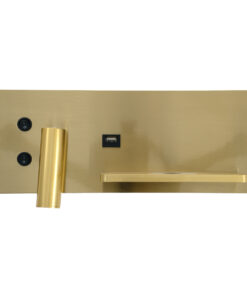 GloboStar® PALADIN 61358 Μοντέρνο Φωτιστικό Τοίχου - Απλίκα Ξενοδοχείου Bed Side LED 6W 720lm 36° AC 220-240V - Reading Light & Κρυφός Φωτισμός - Φορτιστές USB 3A & Wireless 20W - Μ30 x Π11 x Υ12cm - Φυσικό Λευκό 4500K - Χρυσό Βούρτσας - Δεξί 19 61358 3