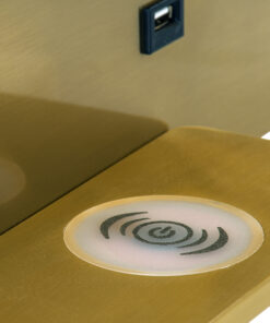 GloboStar® PALADIN 61358 Μοντέρνο Φωτιστικό Τοίχου - Απλίκα Ξενοδοχείου Bed Side LED 6W 720lm 36° AC 220-240V - Reading Light & Κρυφός Φωτισμός - Φορτιστές USB 3A & Wireless 20W - Μ30 x Π11 x Υ12cm - Φυσικό Λευκό 4500K - Χρυσό Βούρτσας - Δεξί 23 61358 7