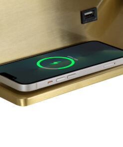 GloboStar® PALADIN 61358 Μοντέρνο Φωτιστικό Τοίχου - Απλίκα Ξενοδοχείου Bed Side LED 6W 720lm 36° AC 220-240V - Reading Light & Κρυφός Φωτισμός - Φορτιστές USB 3A & Wireless 20W - Μ30 x Π11 x Υ12cm - Φυσικό Λευκό 4500K - Χρυσό Βούρτσας - Δεξί 24 61358 8