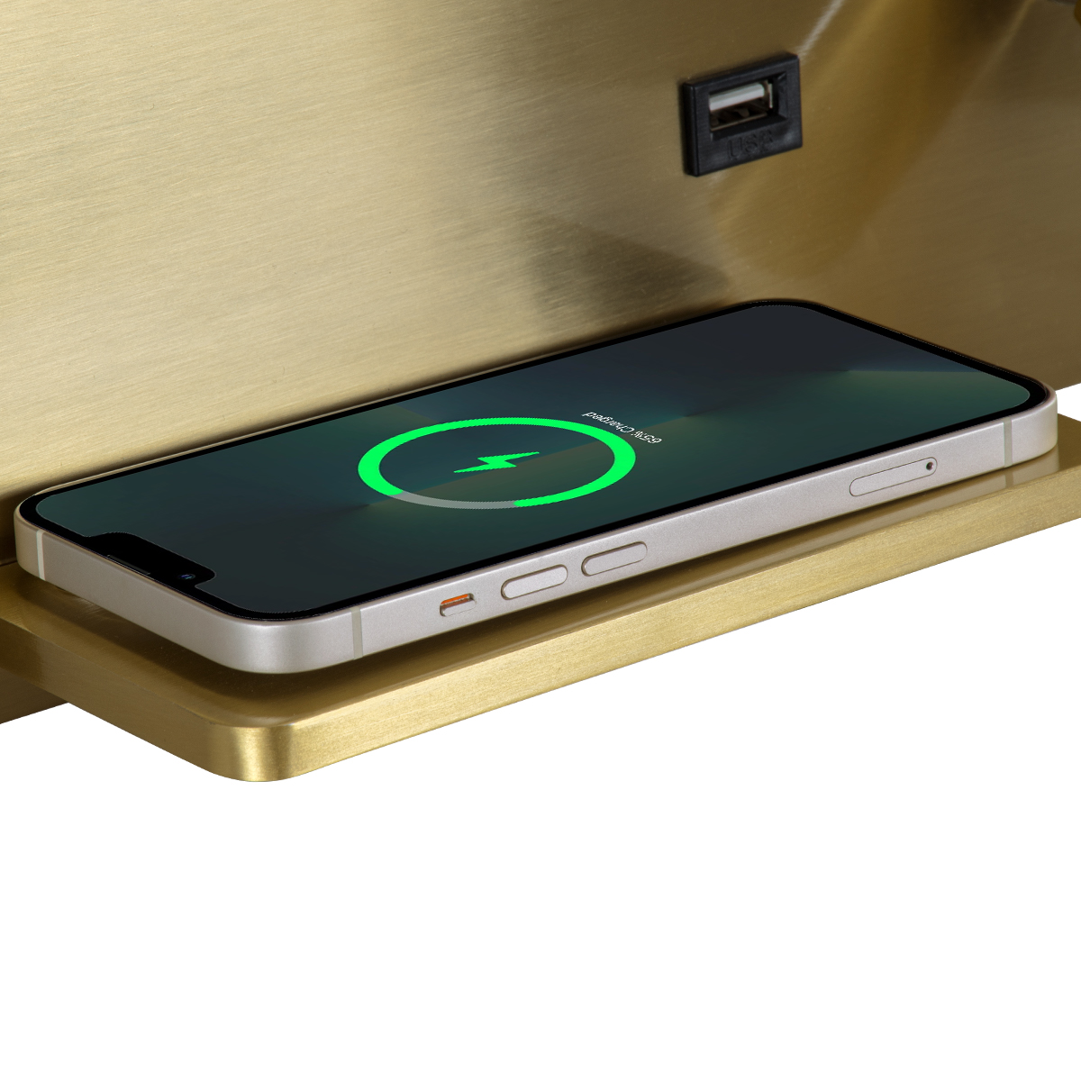 GloboStar® PALADIN 61358 Μοντέρνο Φωτιστικό Τοίχου - Απλίκα Ξενοδοχείου Bed Side LED 6W 720lm 36° AC 220-240V - Reading Light & Κρυφός Φωτισμός - Φορτιστές USB 3A & Wireless 20W - Μ30 x Π11 x Υ12cm - Φυσικό Λευκό 4500K - Χρυσό Βούρτσας - Δεξί 10 GloboStar® PALADIN 61358 Μοντέρνο Φωτιστικό Τοίχου - Απλίκα Ξενοδοχείου Bed Side LED 6W 720lm 36° AC 220-240V - Reading Light & Κρυφός Φωτισμός - Φορτιστές USB 3A & Wireless 20W - Μ30 x Π11 x Υ12cm - Φυσικό Λευκό 4500K - Χρυσό Βούρτσας - Δεξί - Image 8