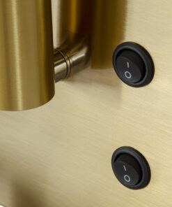 GloboStar® PALADIN 61358 Μοντέρνο Φωτιστικό Τοίχου - Απλίκα Ξενοδοχείου Bed Side LED 6W 720lm 36° AC 220-240V - Reading Light & Κρυφός Φωτισμός - Φορτιστές USB 3A & Wireless 20W - Μ30 x Π11 x Υ12cm - Φυσικό Λευκό 4500K - Χρυσό Βούρτσας - Δεξί 25 61358 9