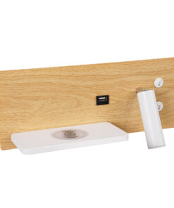 Alternative view of GloboStar® PALADIN 61359 Μοντέρνο Φωτιστικό Τοίχου - Απλίκα Ξενοδοχείου Bed Side LED 6W 720lm 36° AC 220-240V - Reading Light & Κρυφός Φωτισμός - Φορτιστές USB 3A & Wireless 20W - Μ30 x Π11 x Υ12cm - Φυσικό Λευκό 4500K - Ξύλο & Λευκό - Αριστερό