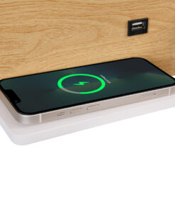 GloboStar® PALADIN 61359 Μοντέρνο Φωτιστικό Τοίχου - Απλίκα Ξενοδοχείου Bed Side LED 6W 720lm 36° AC 220-240V - Reading Light & Κρυφός Φωτισμός - Φορτιστές USB 3A & Wireless 20W - Μ30 x Π11 x Υ12cm - Φυσικό Λευκό 4500K - Ξύλο & Λευκό - Αριστερό 24 61359 8