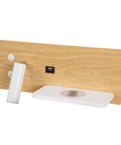 Alternative view of GloboStar® PALADIN 61360 Μοντέρνο Φωτιστικό Τοίχου - Απλίκα Ξενοδοχείου Bed Side LED 6W 720lm 36° AC 220-240V - Reading Light & Κρυφός Φωτισμός - Φορτιστές USB 3A & Wireless 20W - Μ30 x Π11 x Υ12cm - Φυσικό Λευκό 4500K - Ξύλο & Λευκό - Δεξί