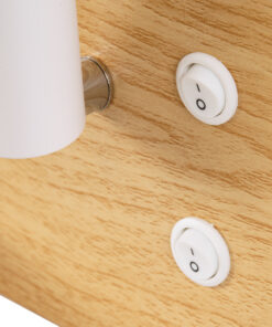 GloboStar® PALADIN 61360 Μοντέρνο Φωτιστικό Τοίχου - Απλίκα Ξενοδοχείου Bed Side LED 6W 720lm 36° AC 220-240V - Reading Light & Κρυφός Φωτισμός - Φορτιστές USB 3A & Wireless 20W - Μ30 x Π11 x Υ12cm - Φυσικό Λευκό 4500K - Ξύλο & Λευκό - Δεξί 24 61360 9