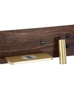 Alternative view of GloboStar® PALADIN 61361 Μοντέρνο Φωτιστικό Τοίχου - Απλίκα Ξενοδοχείου Bed Side LED 6W 720lm 36° AC 220-240V - Reading Light & Κρυφός Φωτισμός - Φορτιστές USB 3A & Wireless 20W - Μ30 x Π11 x Υ12cm - Φυσικό Λευκό 4500K - Ξύλο & Χρυσό - Αριστερό