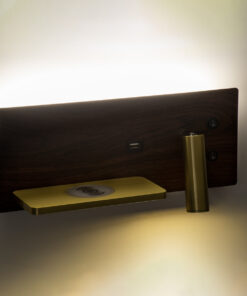 GloboStar® PALADIN 61361 Μοντέρνο Φωτιστικό Τοίχου - Απλίκα Ξενοδοχείου Bed Side LED 6W 720lm 36° AC 220-240V - Reading Light & Κρυφός Φωτισμός - Φορτιστές USB 3A & Wireless 20W - Μ30 x Π11 x Υ12cm - Φυσικό Λευκό 4500K - Ξύλο & Χρυσό - Αριστερό 26 61361 11